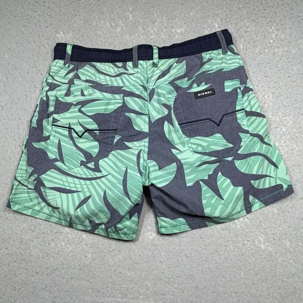 Diesel Beachwear Shorts Men’s Medium Blue  Drawstring Swim Beach Trunk